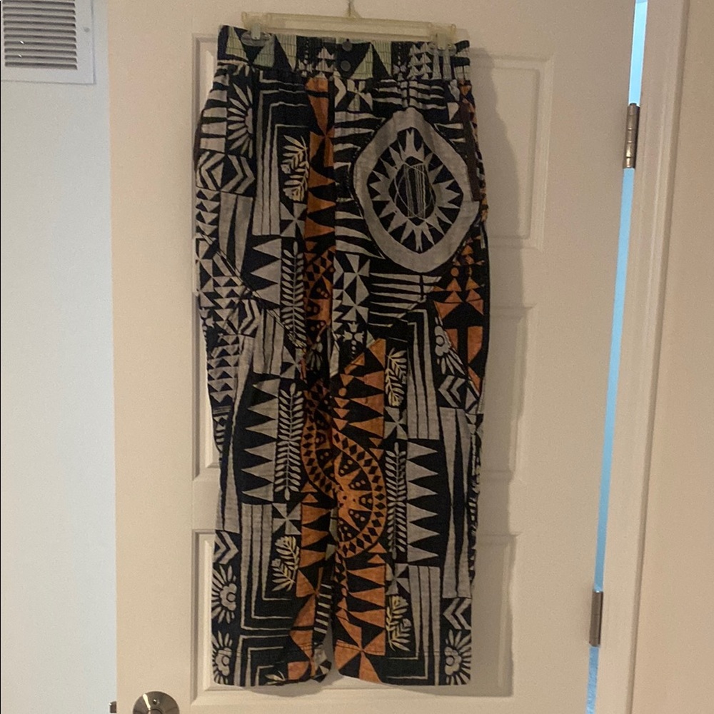 Geometric Patterned pants in Black and Orange FP Movement